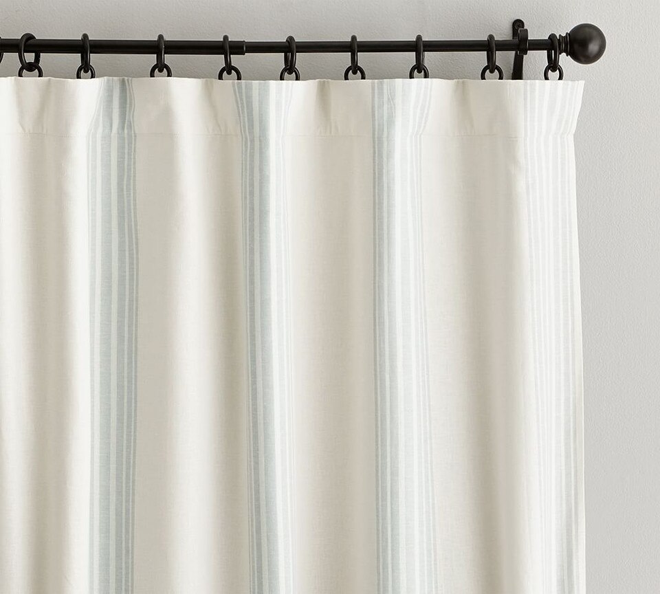 Riviera Striped Linen Cotton Blockout Curtain Pottery Barn Australia